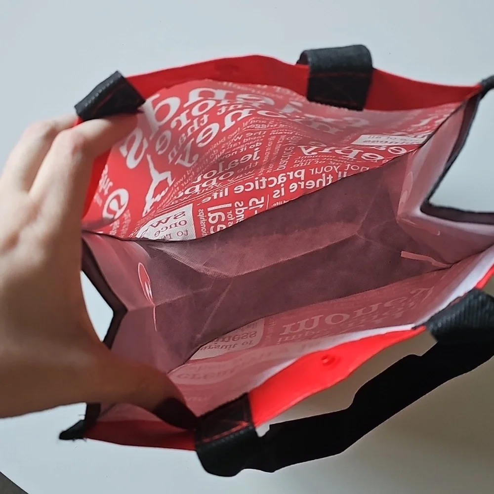 Lululemon Red and Black Tote Bag with Inspirational Text
